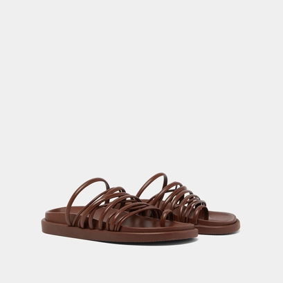 Multi-strap sandals in brown leather | walkman