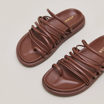 Multi-strap sandals in brown leather | walkman