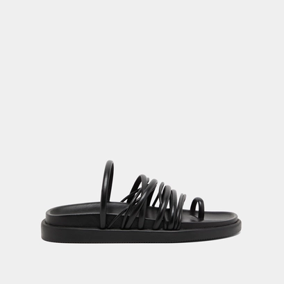 Multi-strap sandals in black leather | walkman