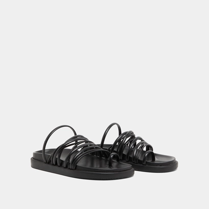 Multi-strap sandals in black leather | walkman