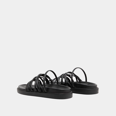Multi-strap sandals in black leather | walkman
