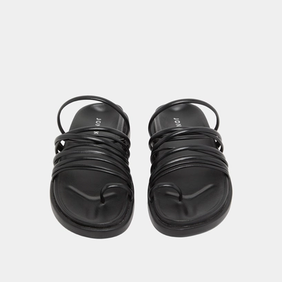 Multi-strap sandals in black leather | walkman