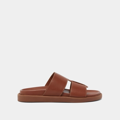 Open-toe mules in cognac leather | WESTMINSTER