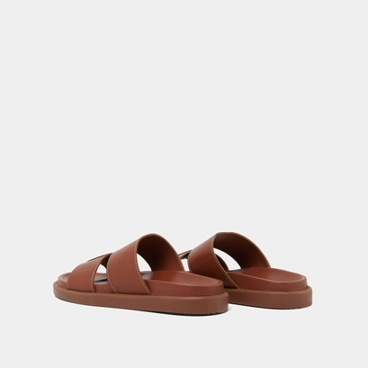 Open-toe mules in cognac leather | WESTMINSTER