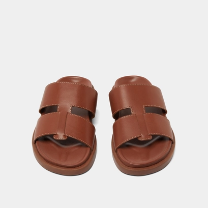 Open-toe mules in cognac leather | WESTMINSTER