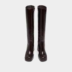 Heeled boots with square-toe dark brown