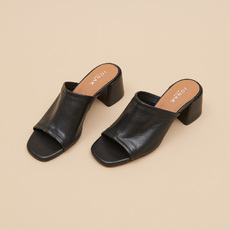 Mules with heels and open toes black