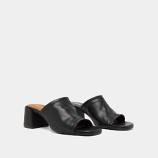 Mules with heels and open toes black