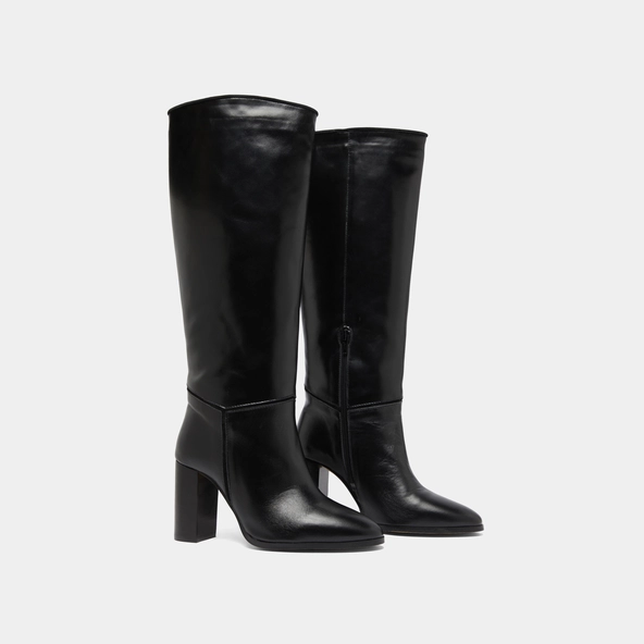 Boots in black leather and black velvet | VERSAILLES