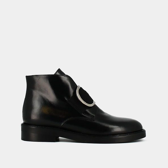 Boots with heels in black leather | DICTEE