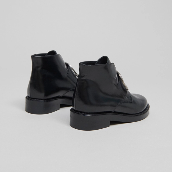 Boots with heels in black leather | DICTEE