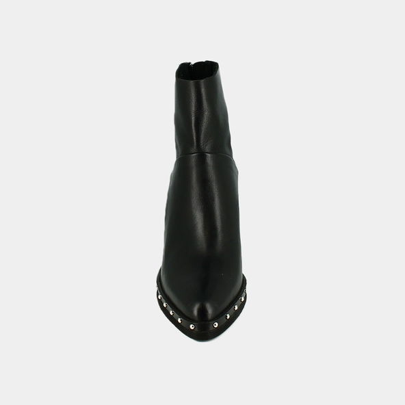 Heeled lowboots and back zippers in black leather | DIXIT