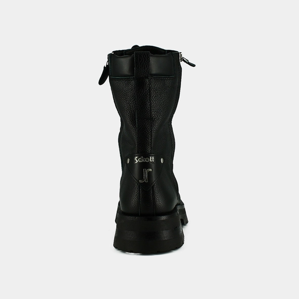 Ranger ankle boots with laces, zips and square toes - Jonak x Schott in black grained leather | BROADWAY
