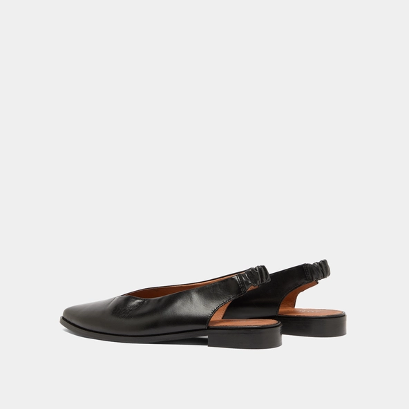 Ballet flats with open backs in black leather | ACAJOU