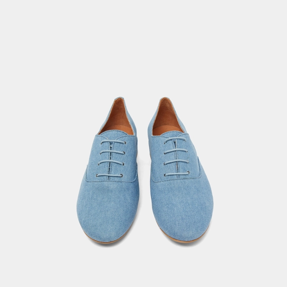 Flat-heeled richelieus in blue denim | ADENISE
