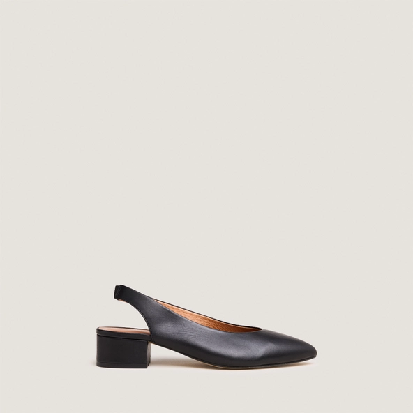 Ballet flats with open backs in black leather | VINCE