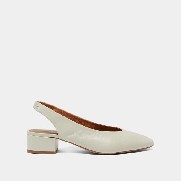 Ballet flats with open backs in ecru distressed leather | VINCE