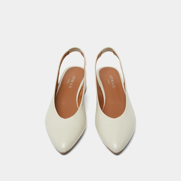 Ballet flats with open backs in ecru distressed leather | VINCE