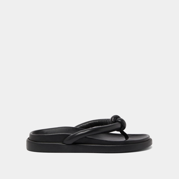 Mules with straps in black leather | WOODLAND