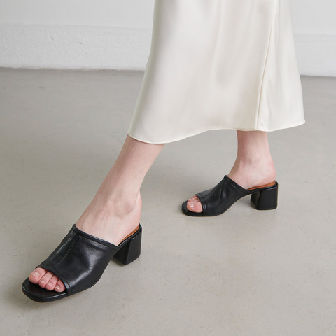 Mules with heels and open toes black