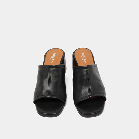 Mules with heels and open toes black