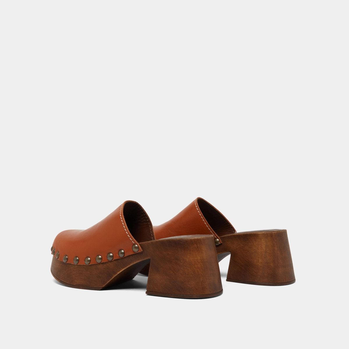 Platform mules in cognac leather | ELLIOT