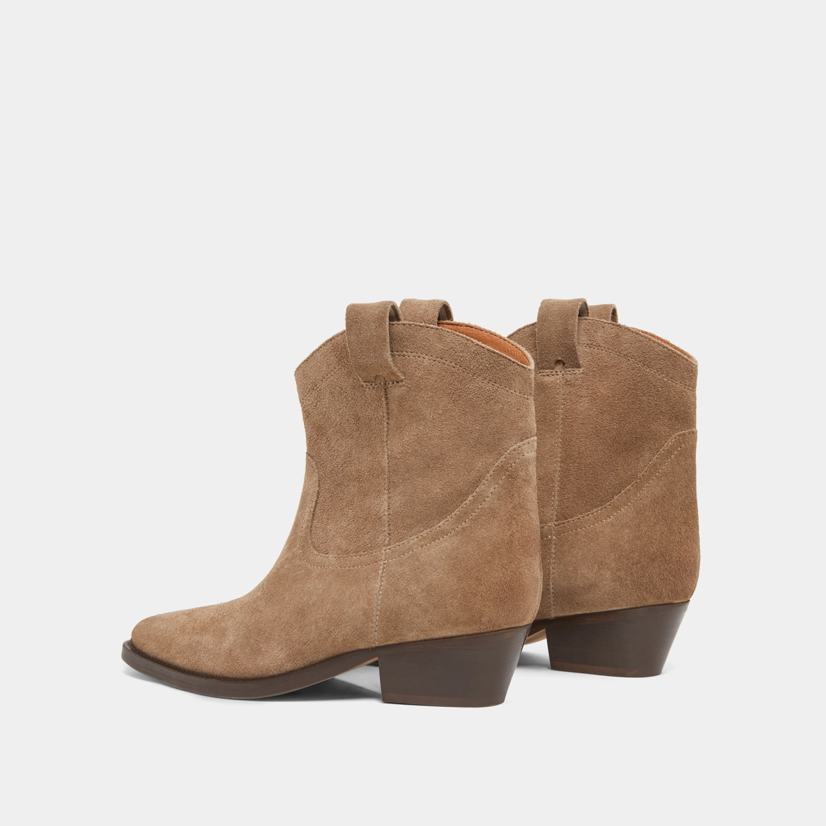 Lowboots with bevelled heels in taupe suede | DONATE