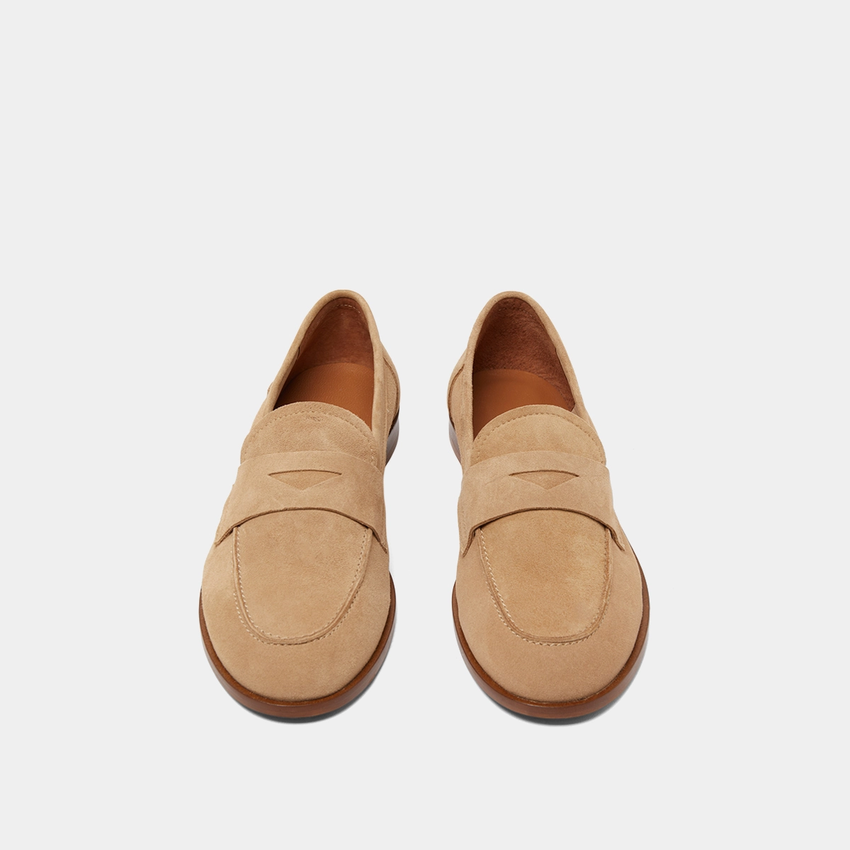 Round-toed loafers in camel velvet | THELMA