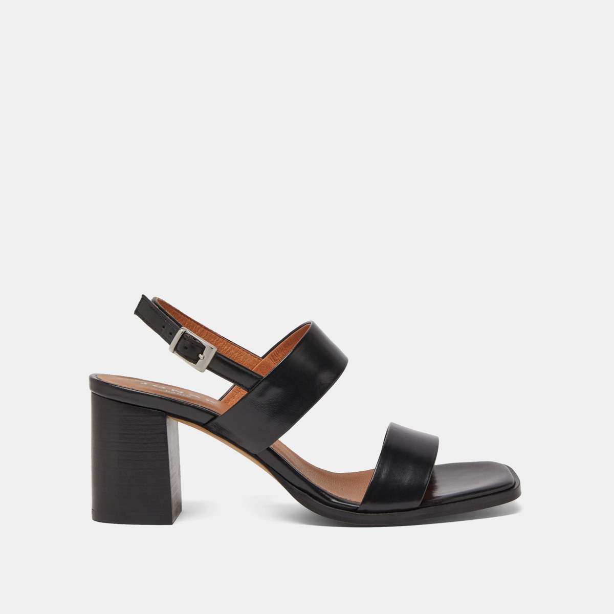 Heeled sandals in black leather | VALMONT