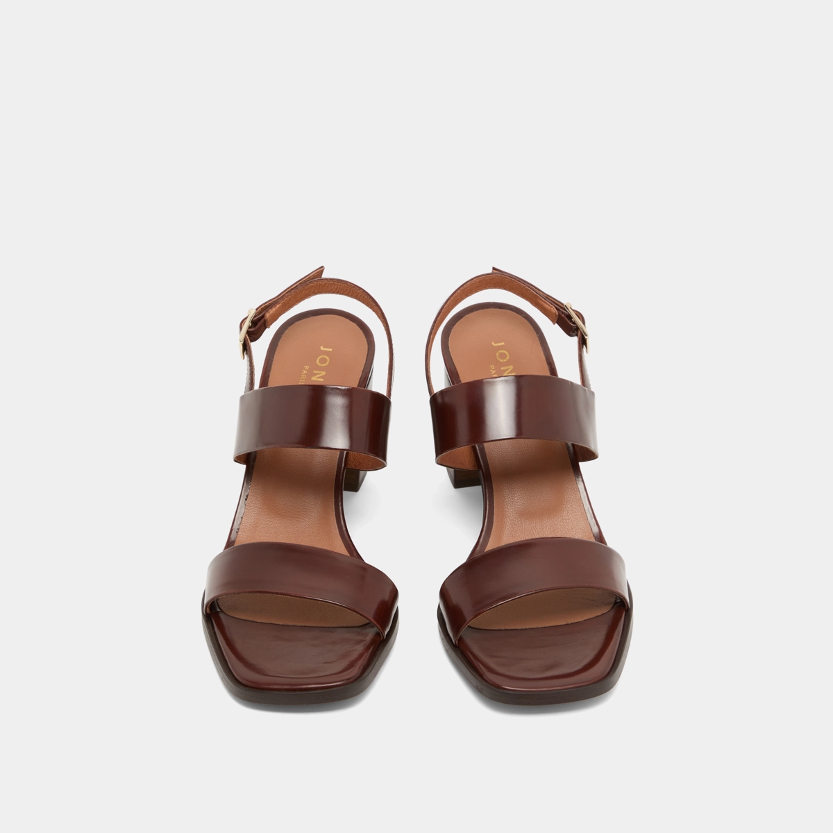 Heeled sandals in cognac glazed leather | VALMONT