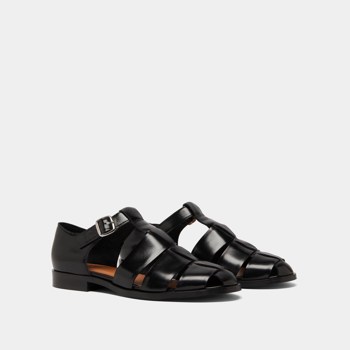 Sandals in black leather | AGOSTA