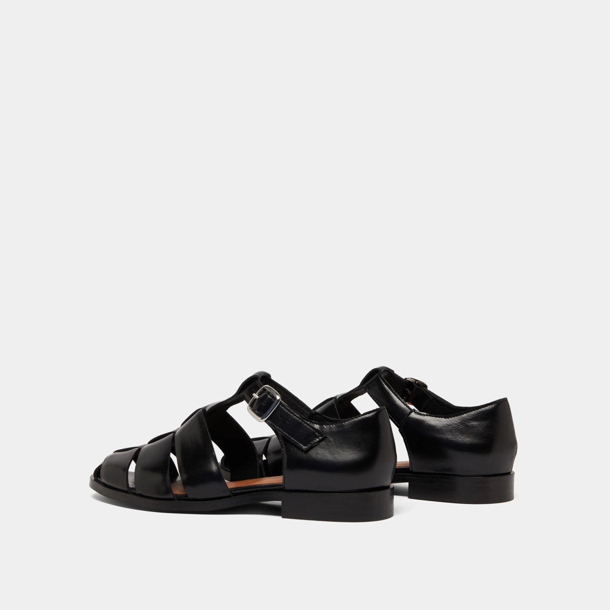 Sandals in black leather | AGOSTA