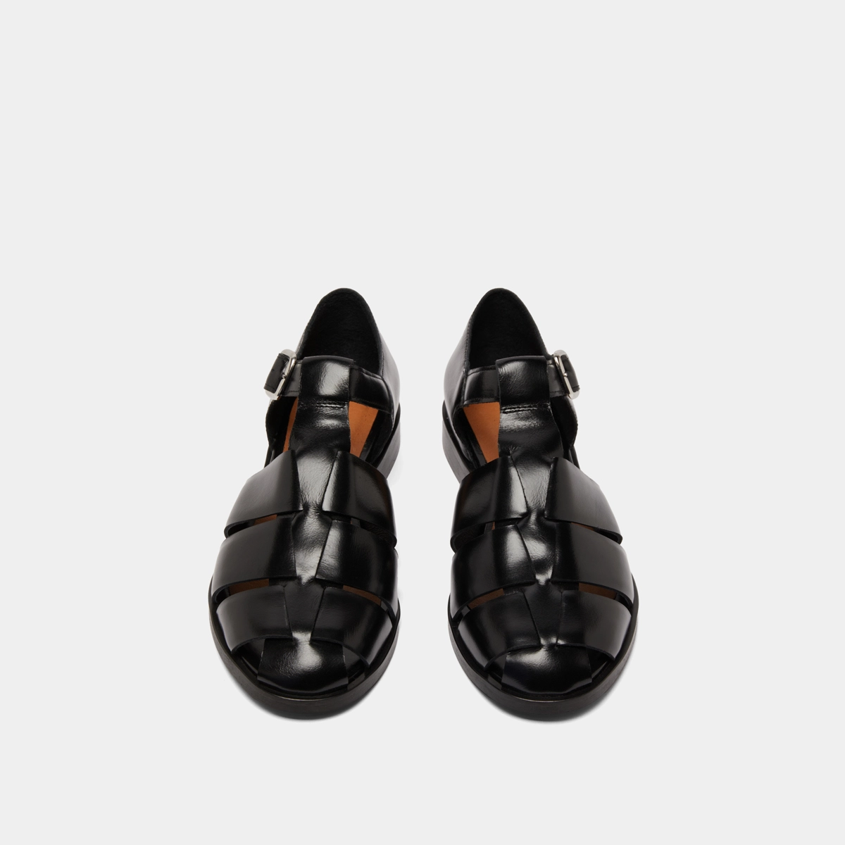 Sandals in black leather | AGOSTA