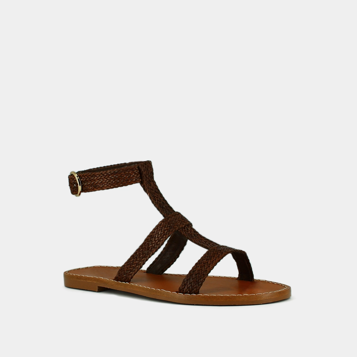 Plagettes with straps in brown textile rope | LOGAN