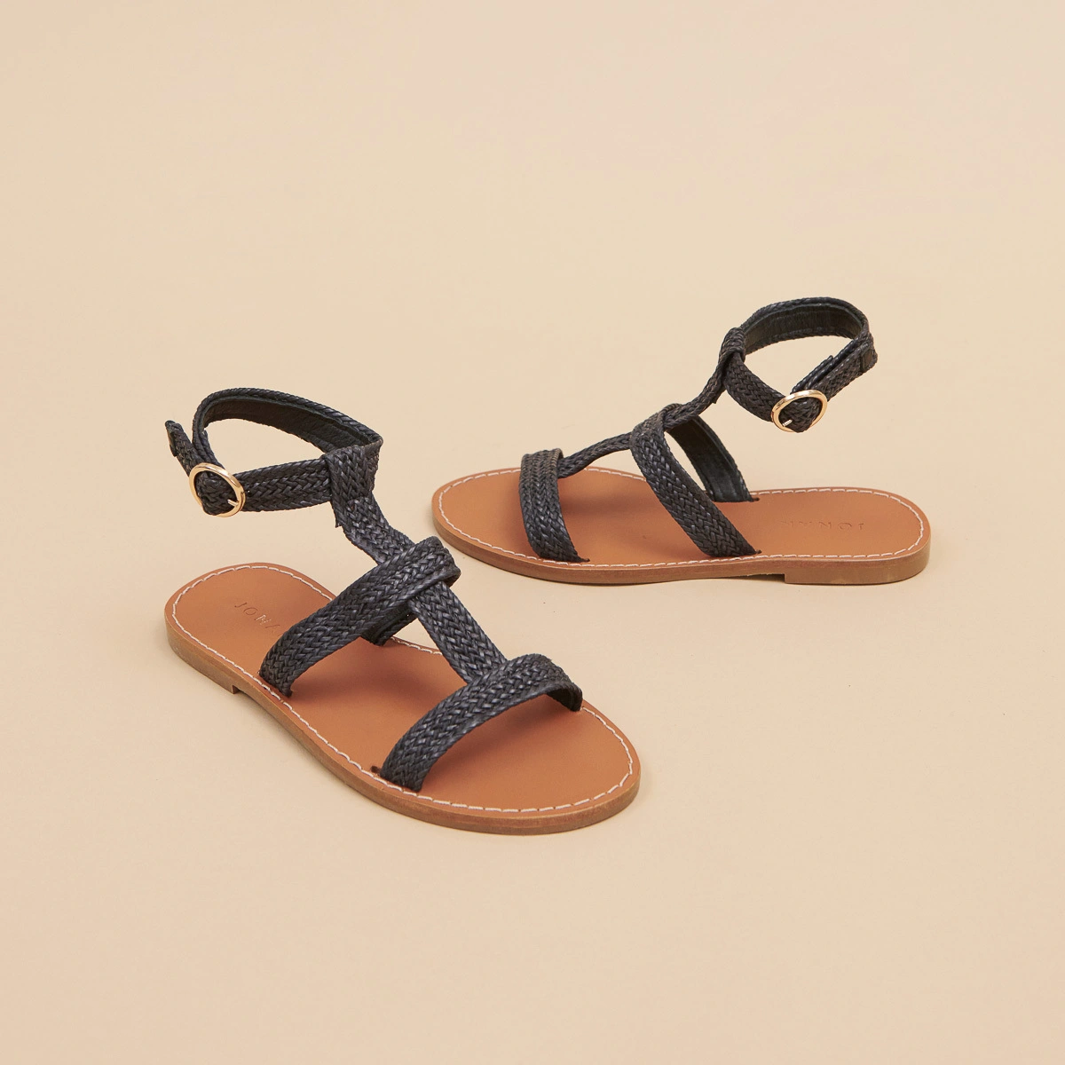 Plagettes with straps in dark textile rope | LOGAN