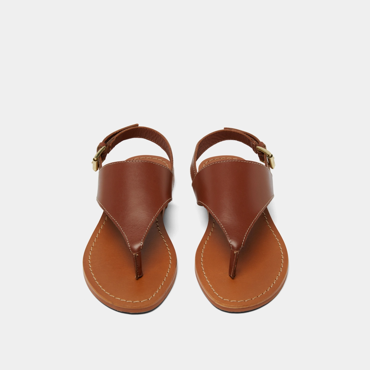 Plagettes with rear straps in cognac leather | WADE