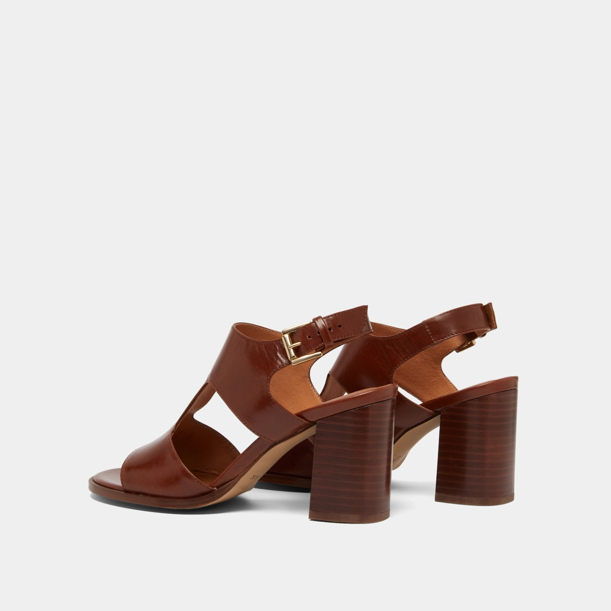 Heeled sandals in brown leather | DING