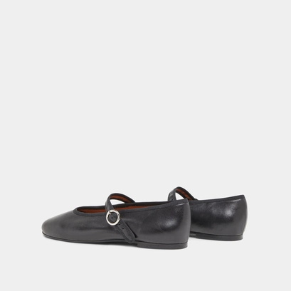 Ballet flats with straps and adjustable buckles black