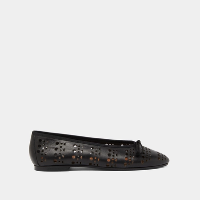 Cut-out ballet flats in black leather | DILANA