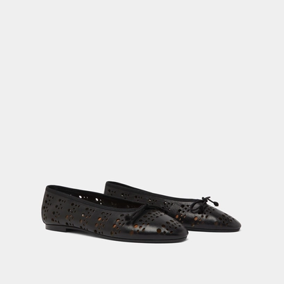 Cut-out ballet flats in black leather | DILANA