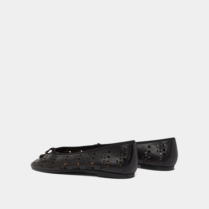 Cut-out ballet flats in black leather | DILANA