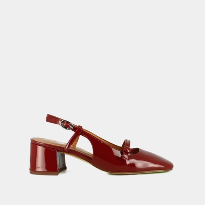 Mary Jane with open backs in carmine red leather | DARIO