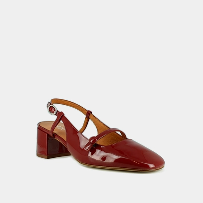 Mary Jane with open backs in carmine red leather | DARIO