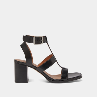 Heeled sandals in black leather | vilma