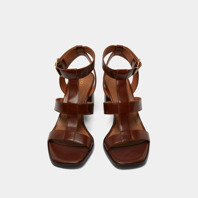 Heeled sandals in brown leather | vilma