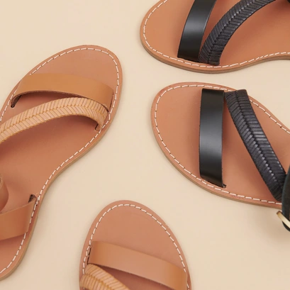 Plagettes with straps in cognac glazed leather | lausanne