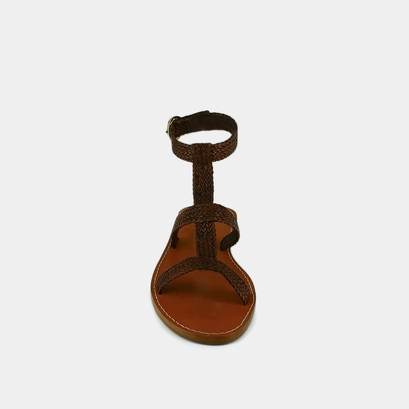 Plagettes with straps in brown textile rope | logan