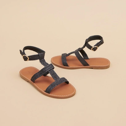 Plagettes with straps in dark textile rope | logan