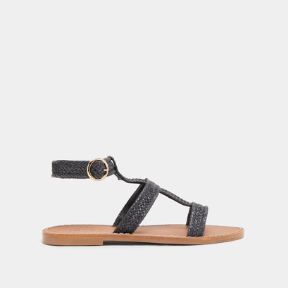 Plagettes with straps in dark textile rope | logan
