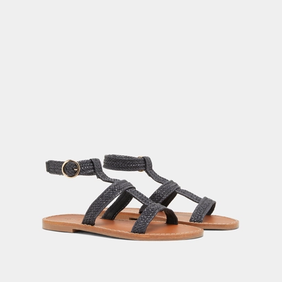 Plagettes with straps in dark textile rope | logan